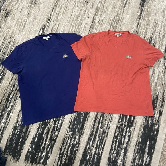 Men's Lacoste Short Sleeve Caviar Croc Regular Fit V Neck T-Shirt (Lot Of 2) XL - Picture 1 of 8